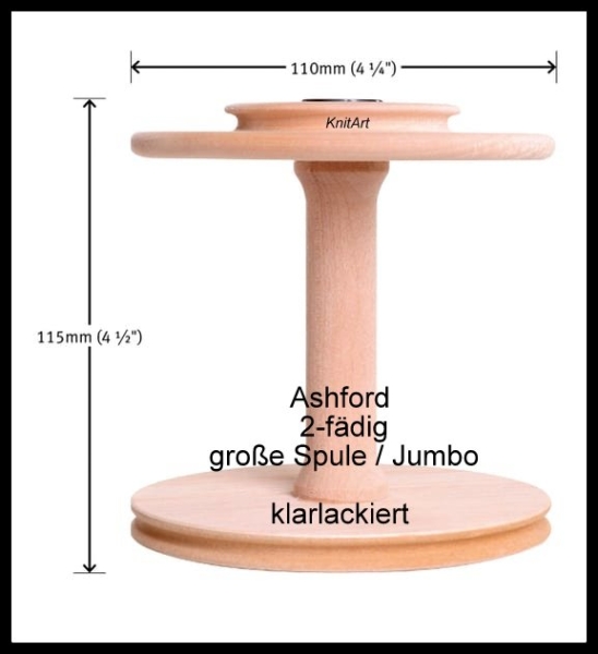 Ashford Große Jumbo Spule Sliding Hook Flyer, klarlackiert  2-fädig